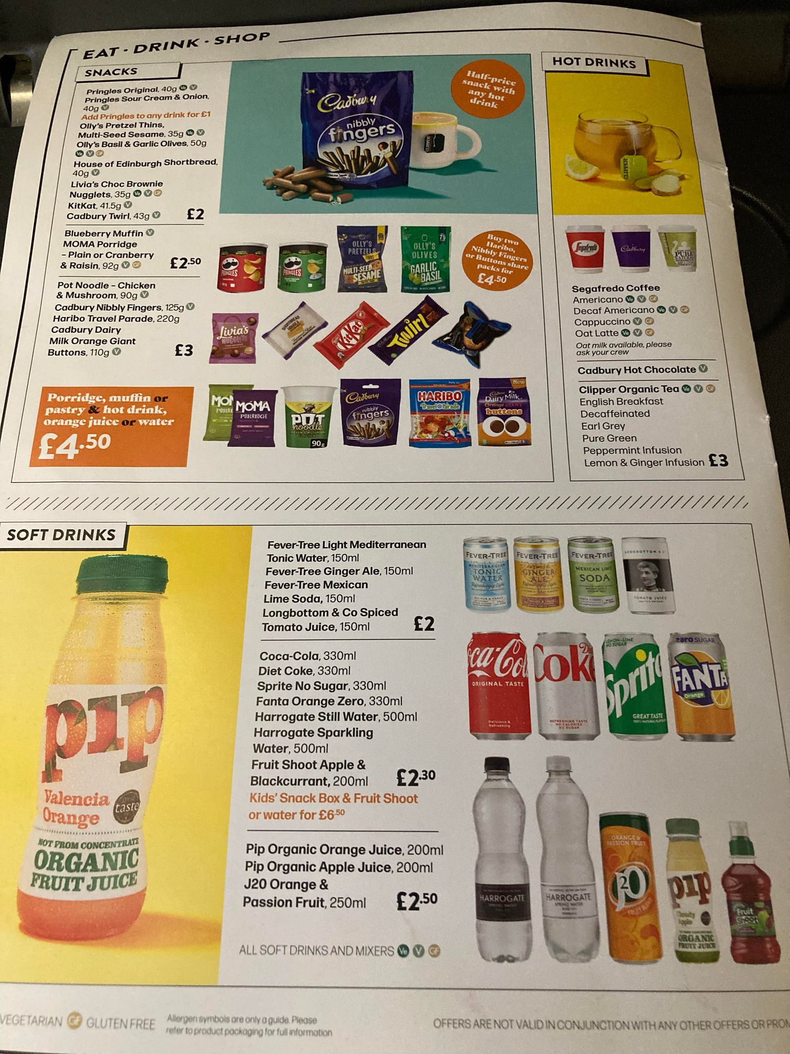 easyjet menu