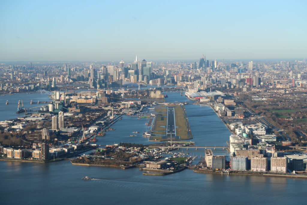 Aerial view of London City airport