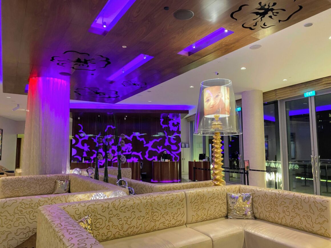 W Singapore Sentosa Cove hotel reception at night