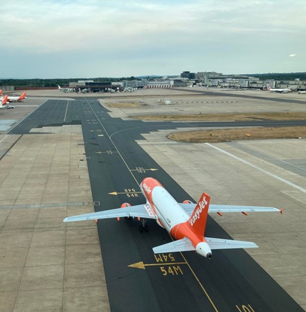 easyjet plane, runway, gatwick airport