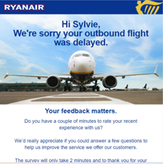 ryanair flight delay email