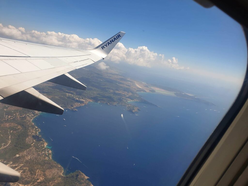 ryainair flight, ibiza views, ibiza airport