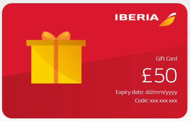airline loyalty program reduces redemption cost and 10% off Iberia gift card