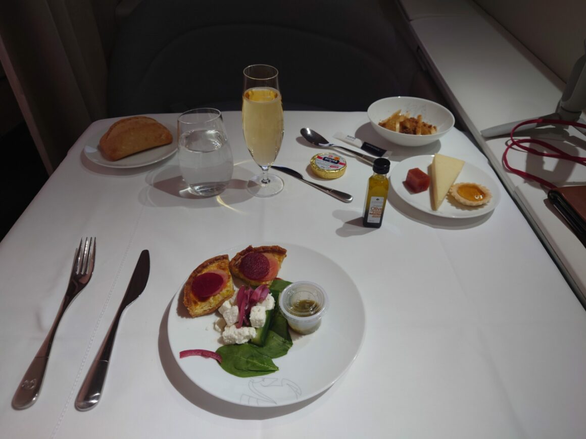 Air France La Première First Class cheese and dessert course