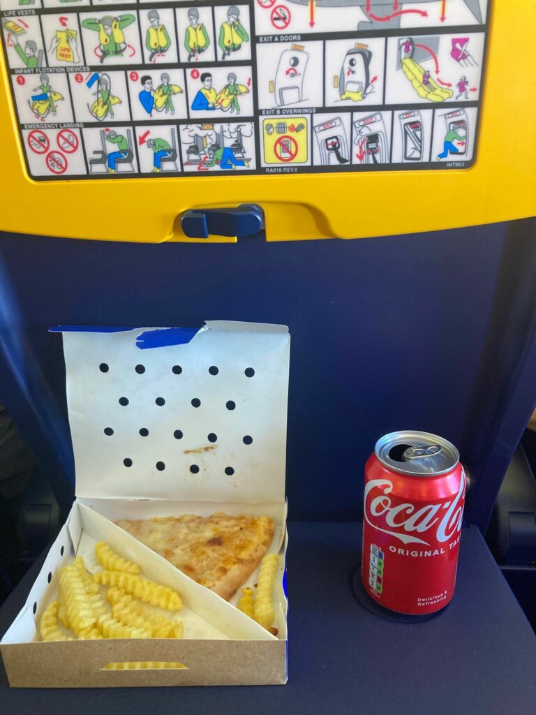 pizza and chips, Ryanair food