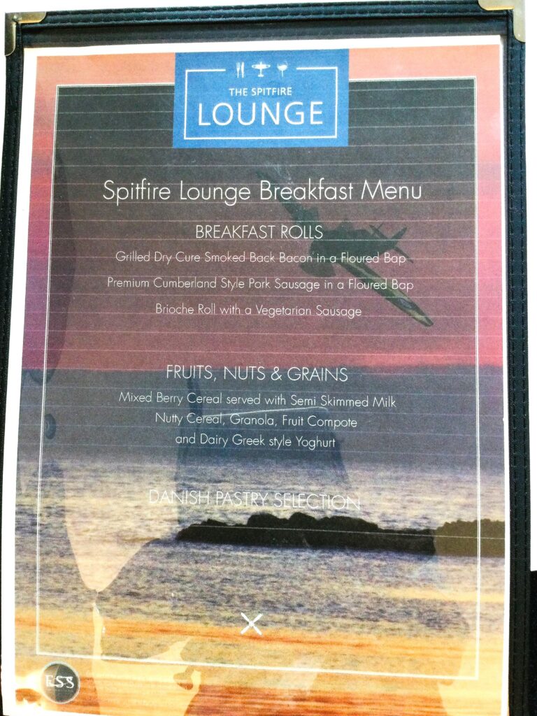 The Spitfire Lounge Breakfast Menu 