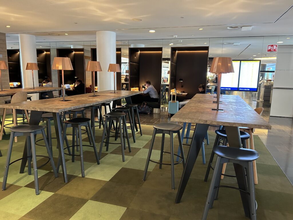 Looking towards the individual booths