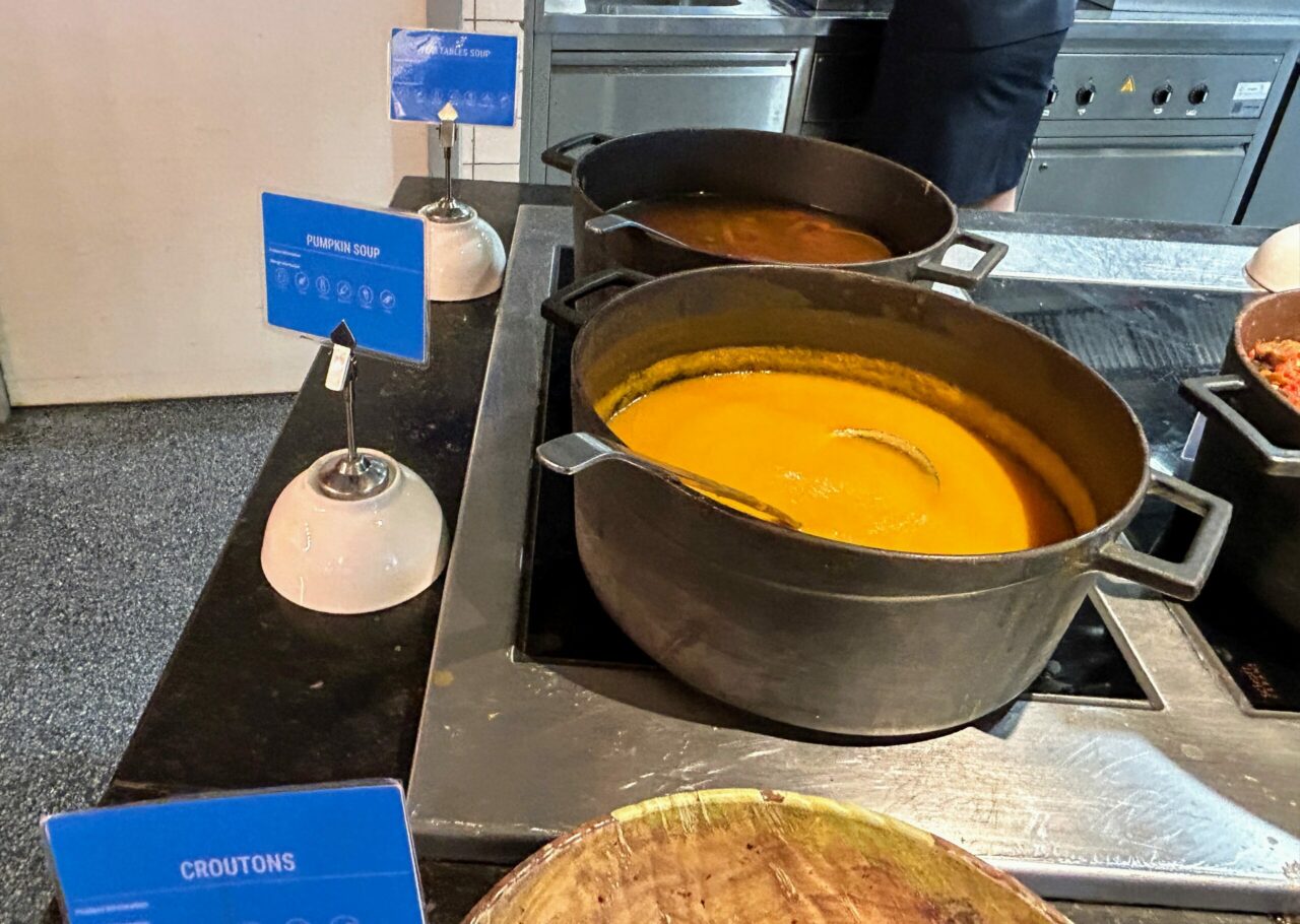 KLM's non Schengen Crown lounge hot soup station