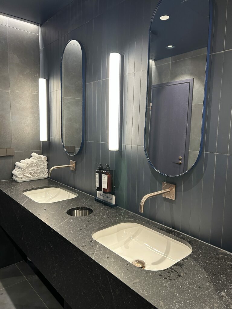 Finnair's new Platinum and business class lounges toilet mirror 