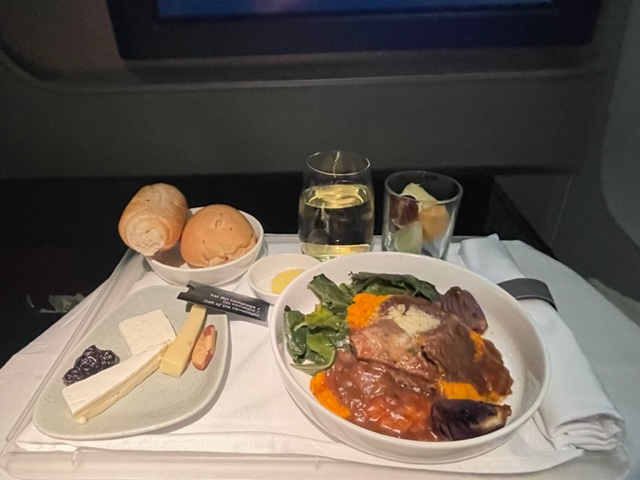 LATAM business class flight meal 