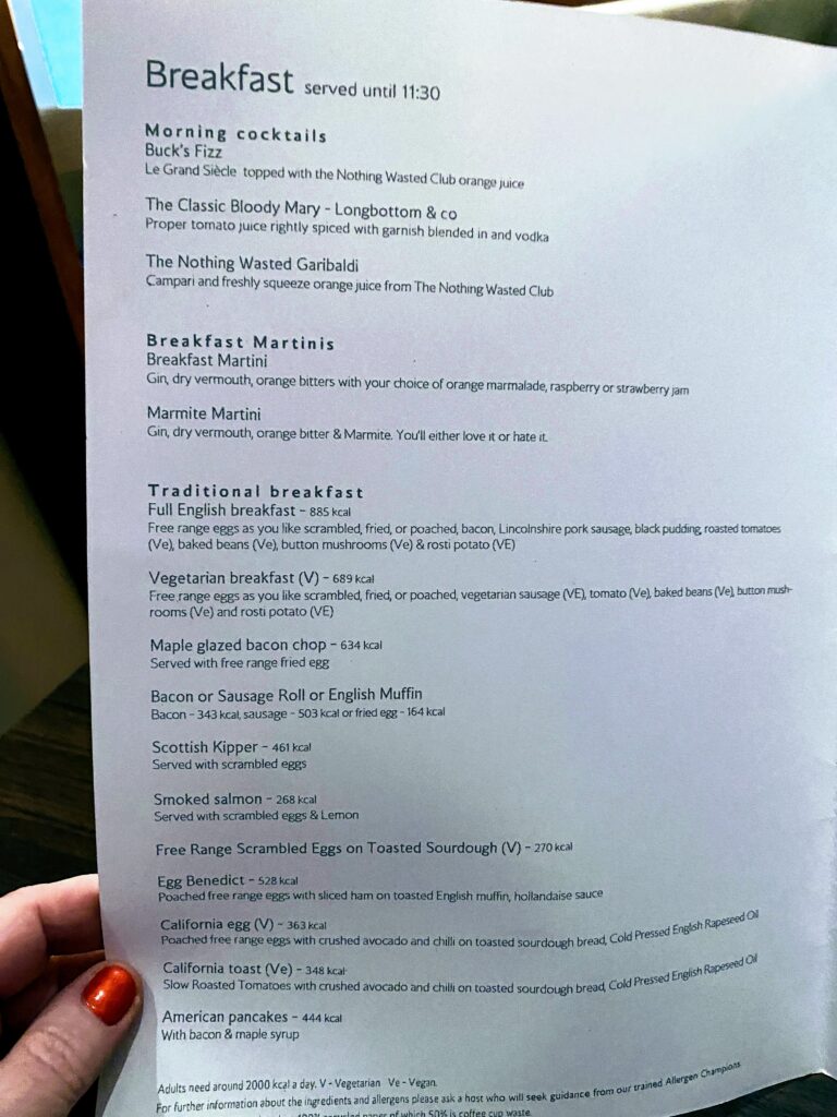 Concorde Room Lounge Breakfast Menu 