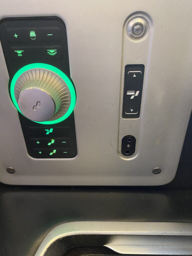 British Airways A380 First class seat controls