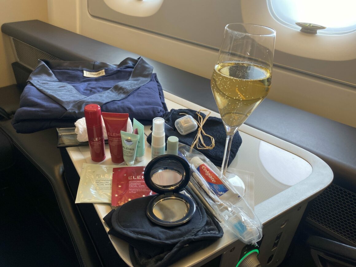 British Airways First class Ladies amenity kit and pajamas by Alice Temperley