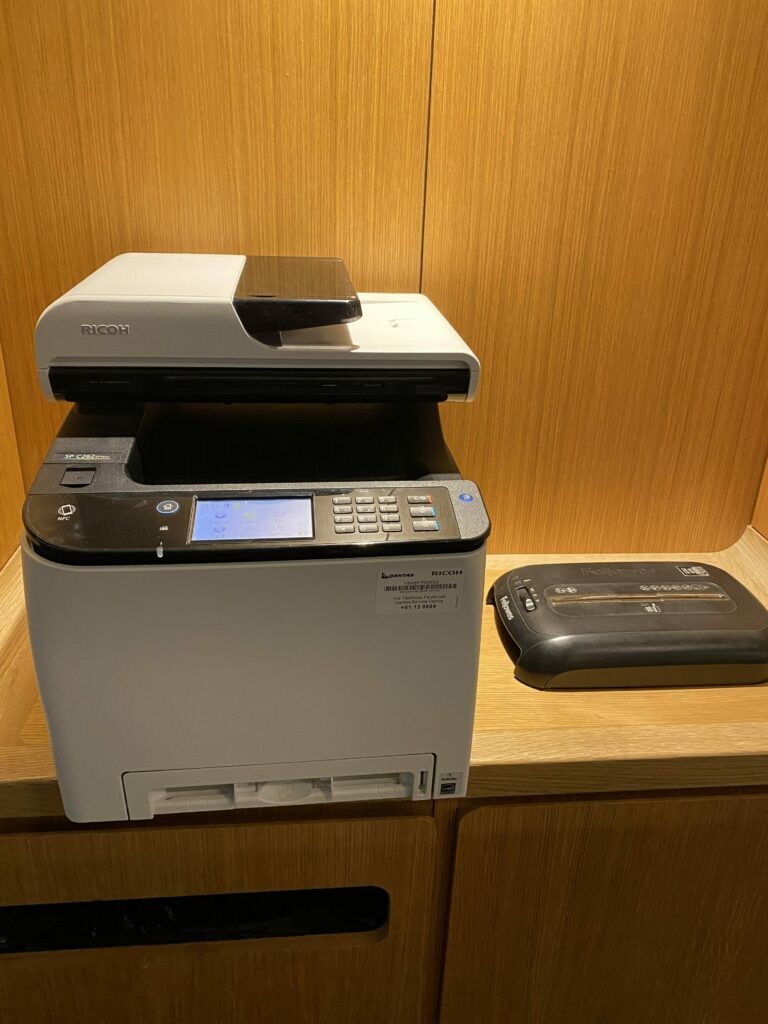 The Qantas First Class lounge Printer 