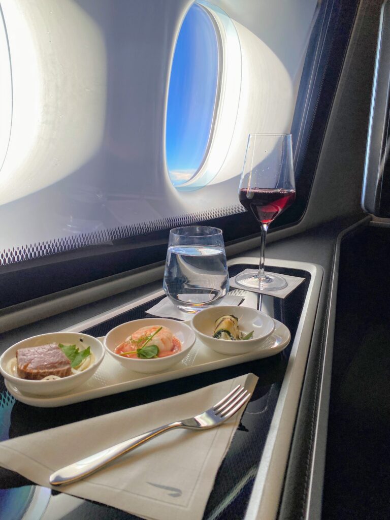 British Airways new first class suite meal 