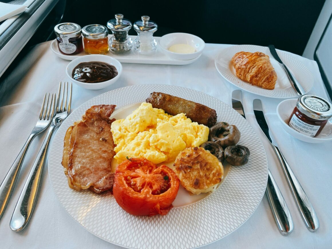 Full English Breakfast at British Airways new first class suite 