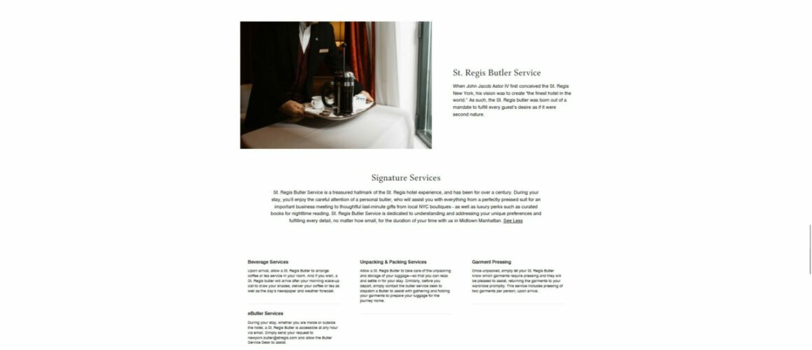 St. Regis New York City Butler Service on their website 