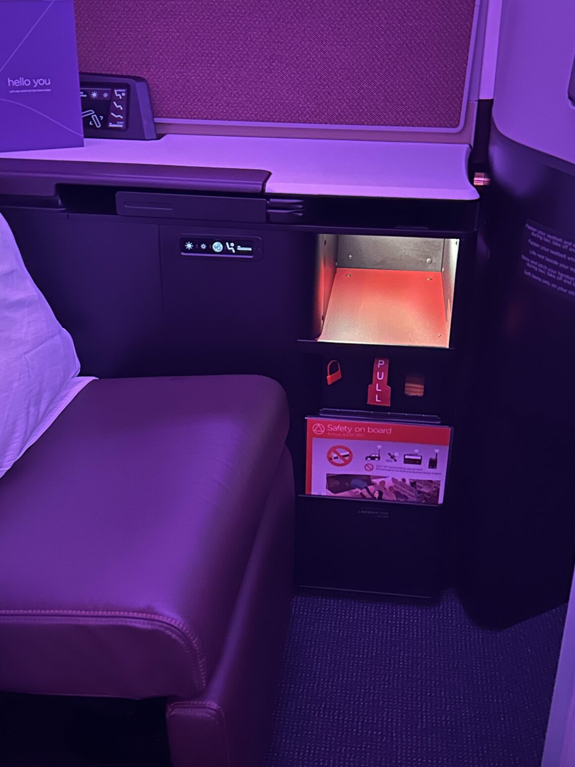 Virgin Atlantic Upper Class A330neo storage space 