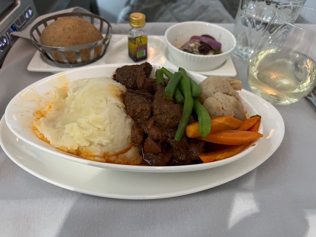 New Club World food flight main course 