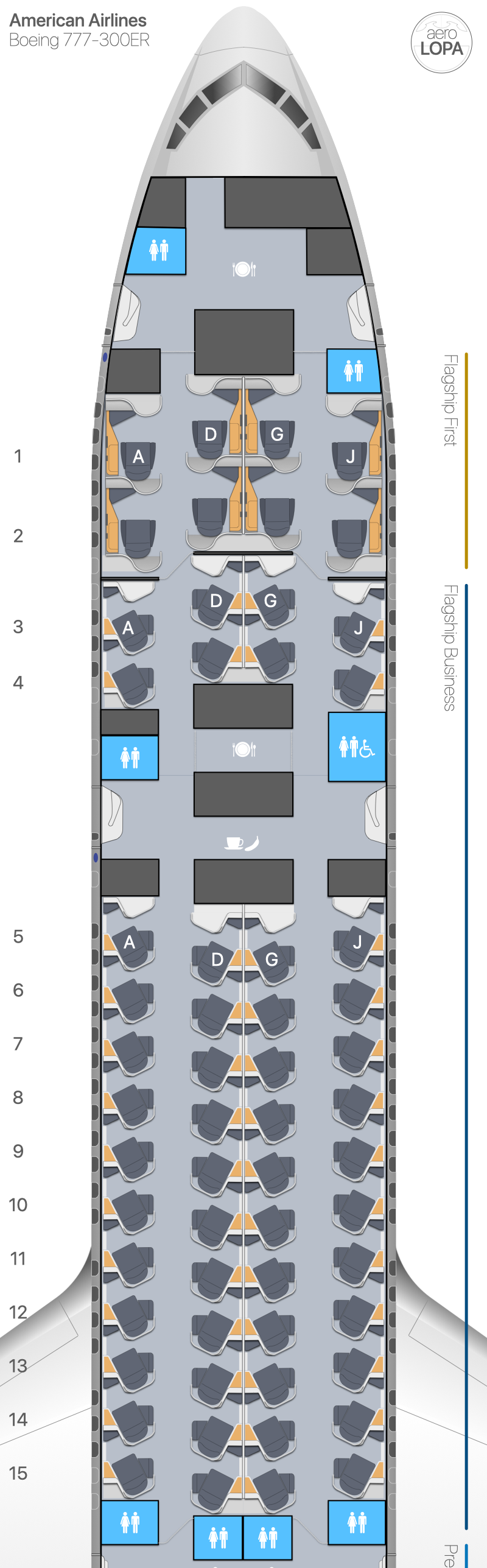 American Airlines B777-300ER seat map