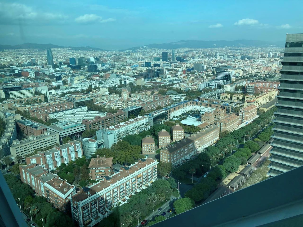 Barcelona from the sky from the spa at Hotel Arts