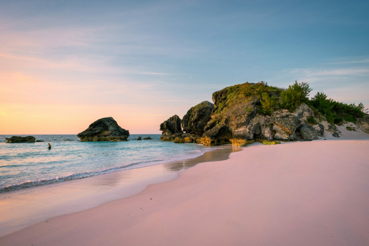 Bermuda with its pink sand beaches 