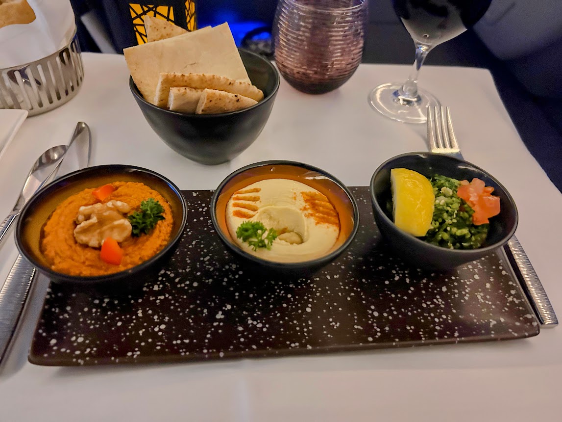 Business Class Food being served