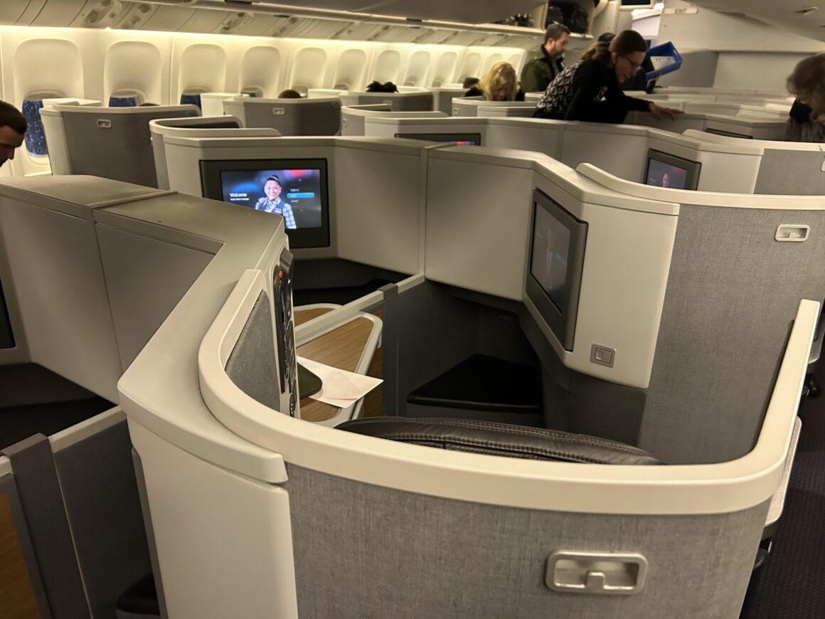 American Airlines B777-300ER Business Class seat and cabin 