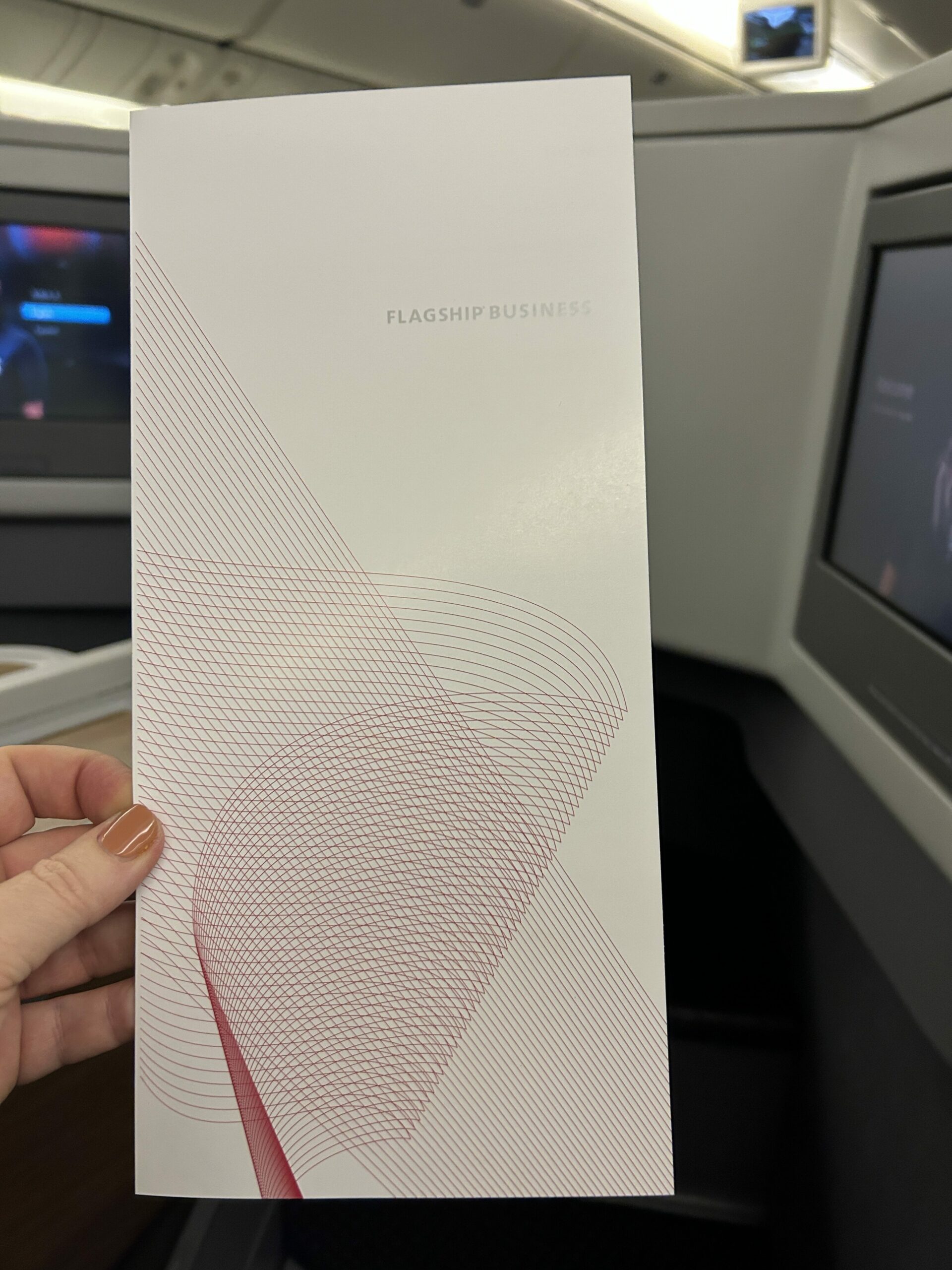 American Airlines B777-300ER Business Class menu