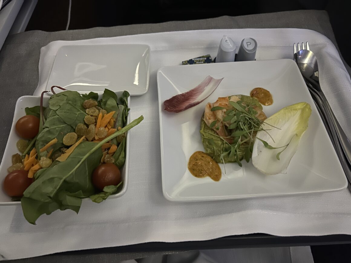 American Airlines B777-300ER Business Class asian flavours menu 