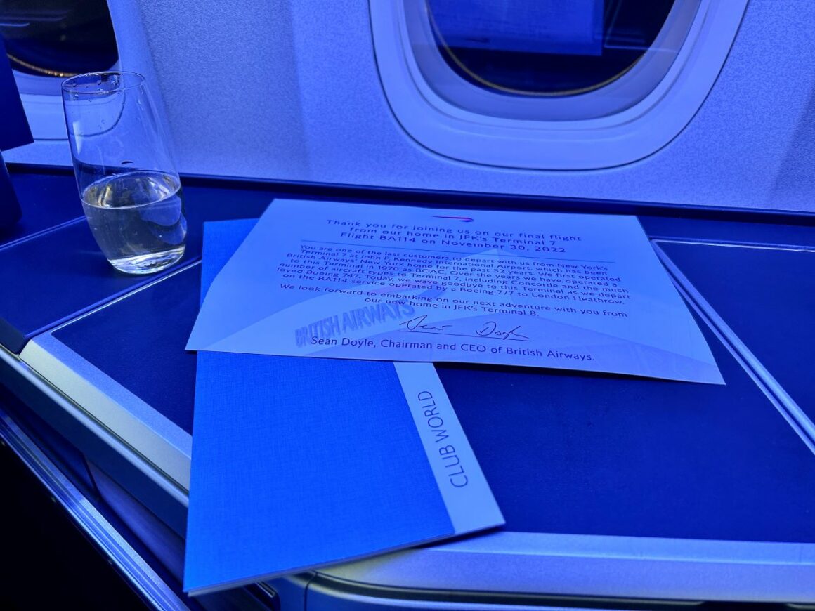 Last BA Club World flight Note