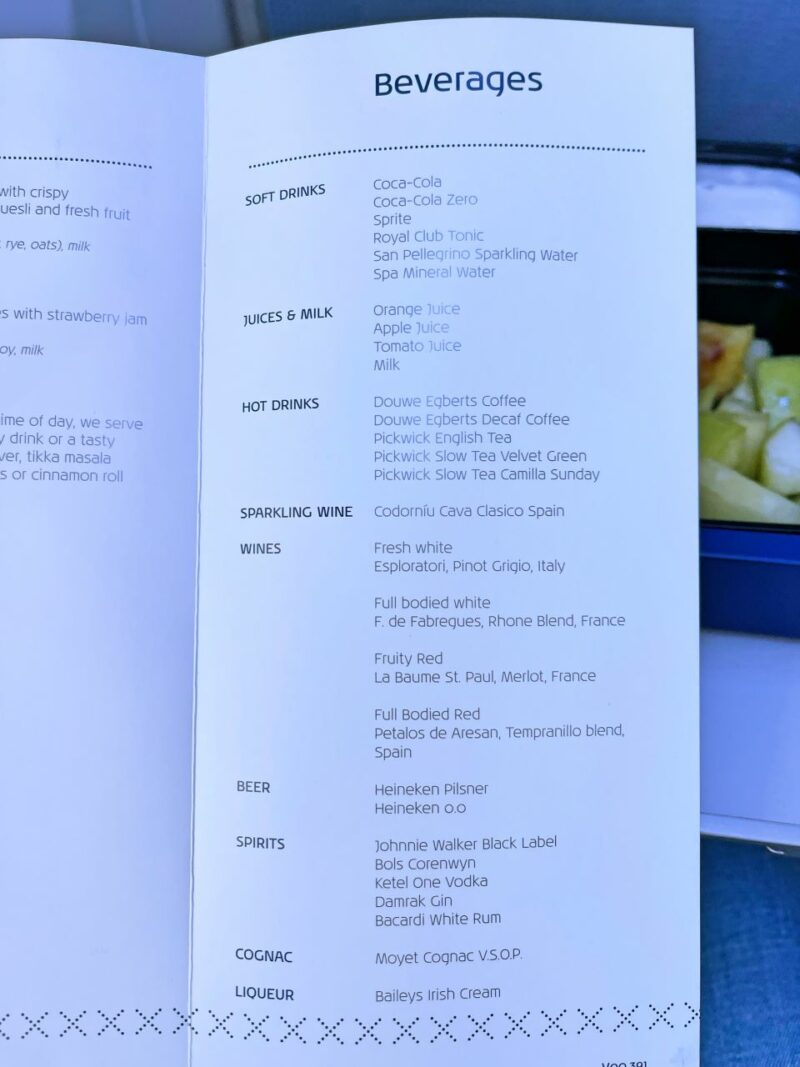 KLM B737-800 Business Class Beverages