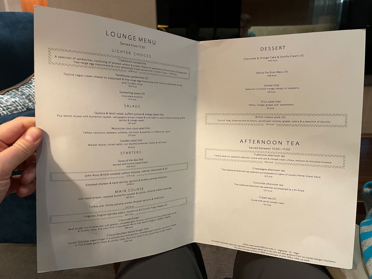 Concorde Room Menu