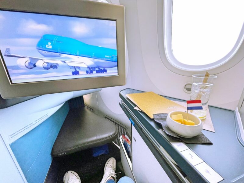 KLM B787-9 Business Class seat with IFE Screen