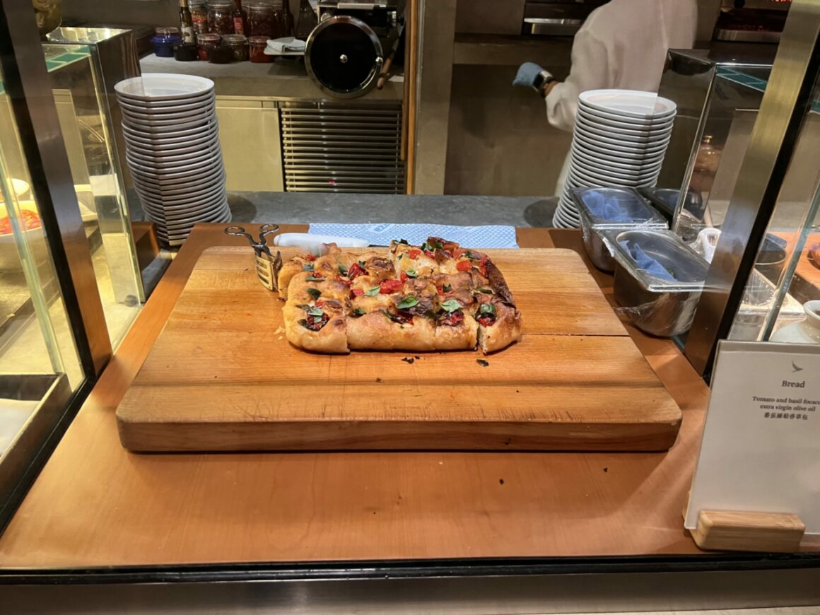 Cathay Pacific's 'The Pier' Business Class Lounge pizza
