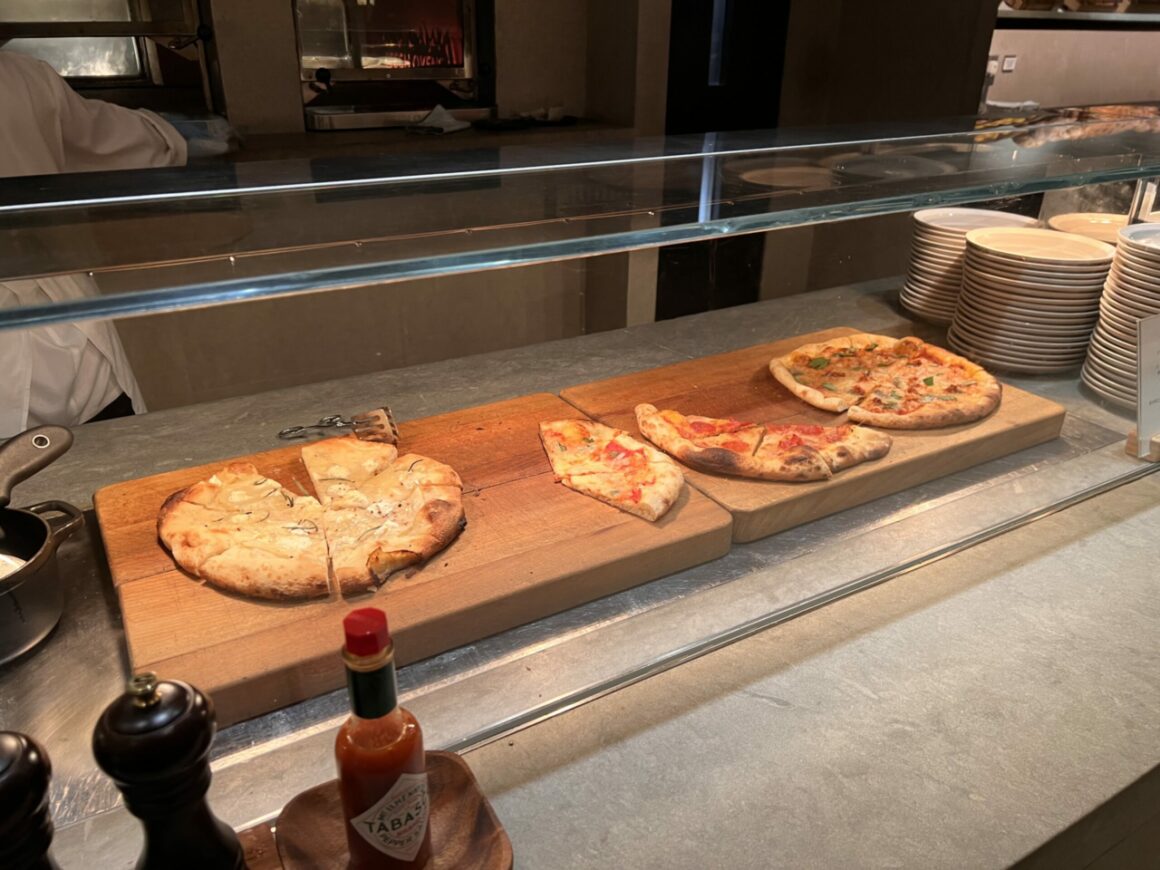 Cathay Pacific's 'The Pier' Business Class Lounge pizza