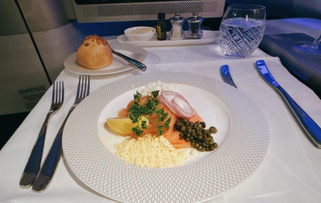 British Airways First class Salmon Meal 