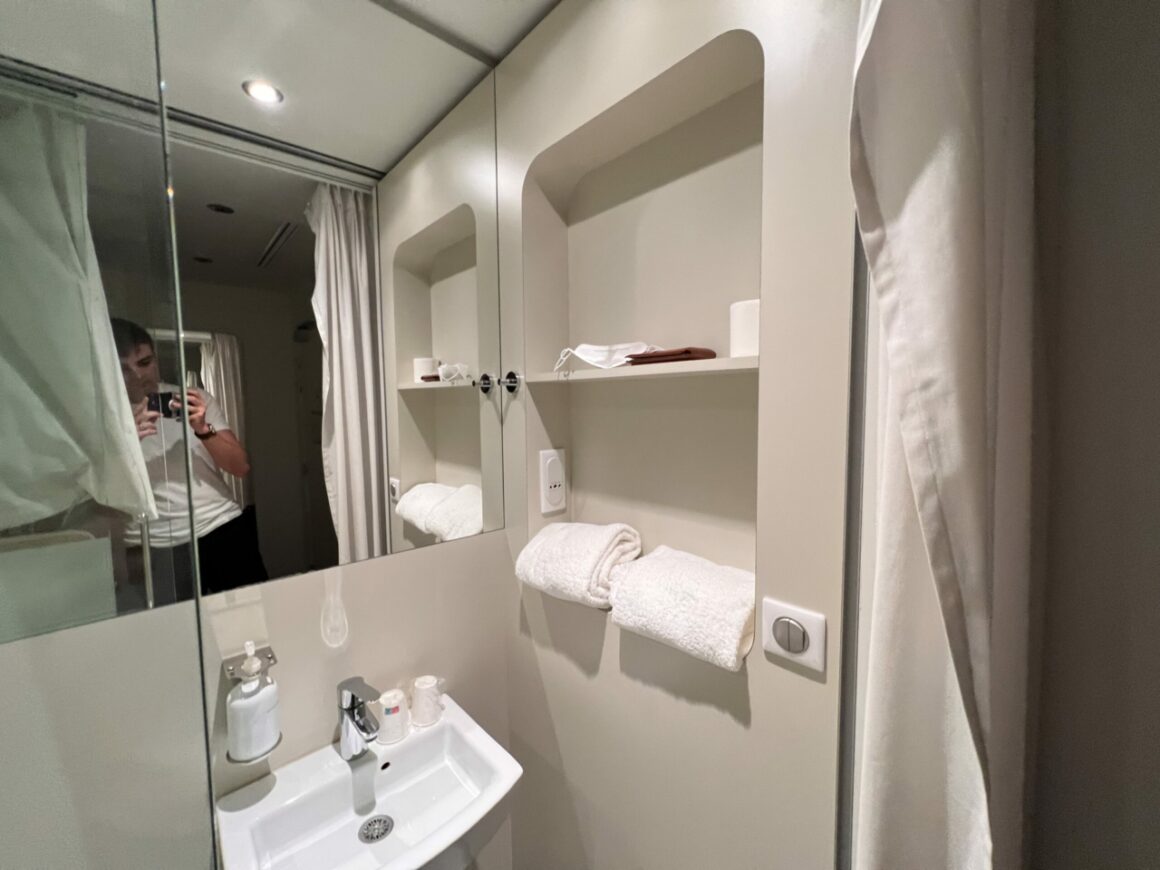 Yotel Air transit hotel at Paris Charles de Gaulle bathroom mirror