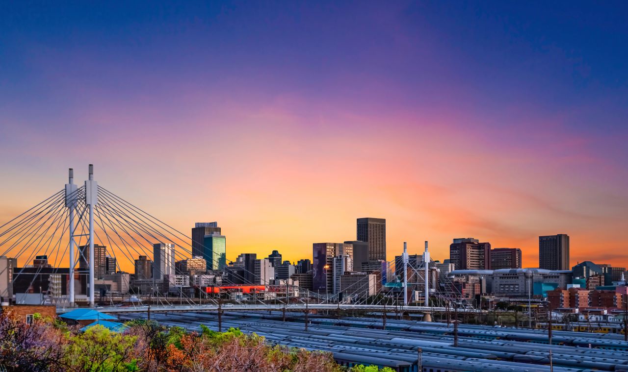 Nelson Mandela Bridge over Johannesburg Park Station in Gauteng South Africa