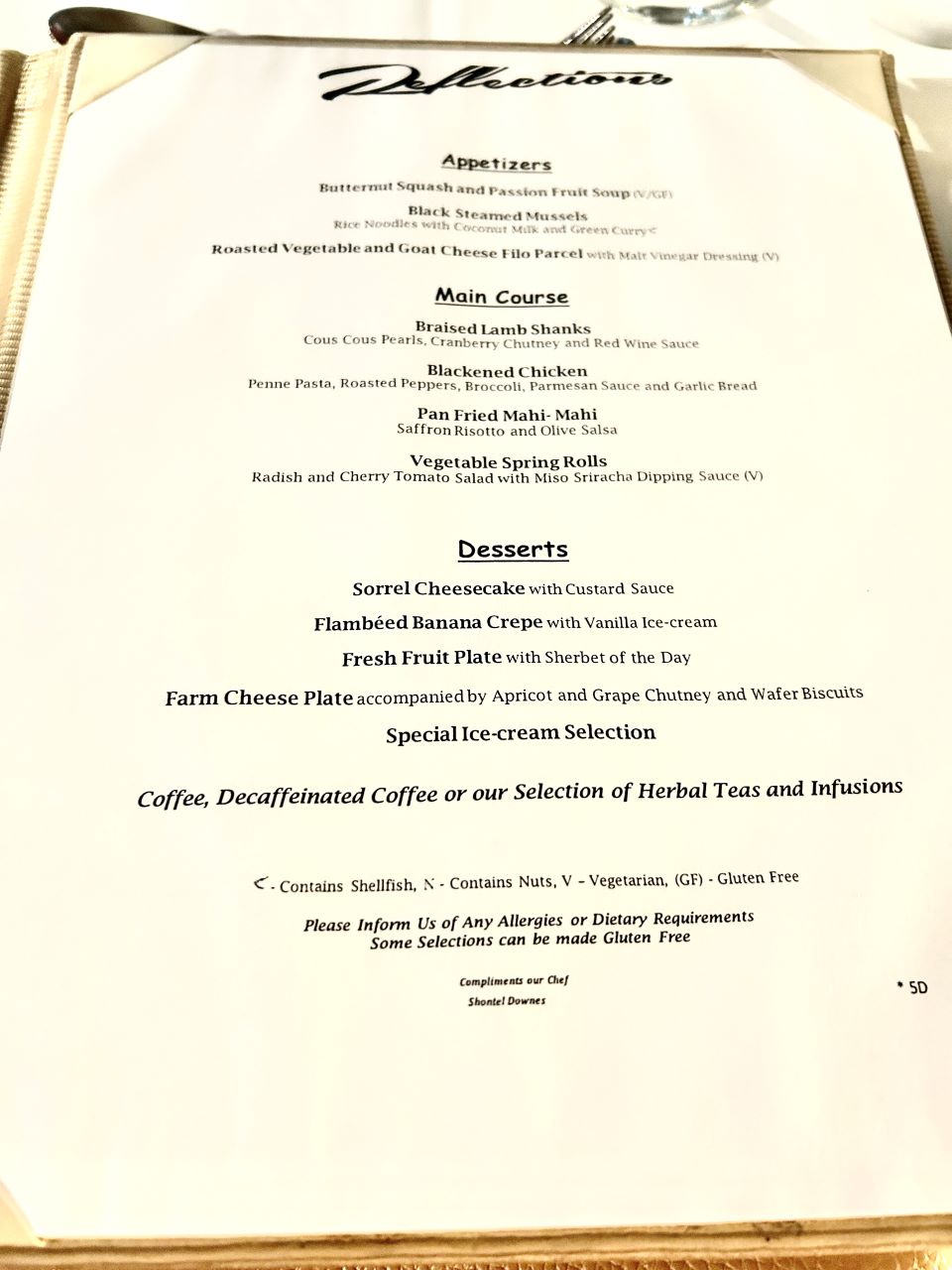 Main Course Menu