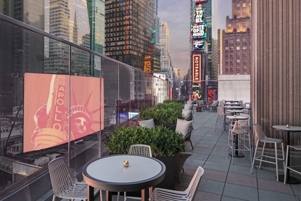 New York Marriott Marquis hotel outdoor terrace 