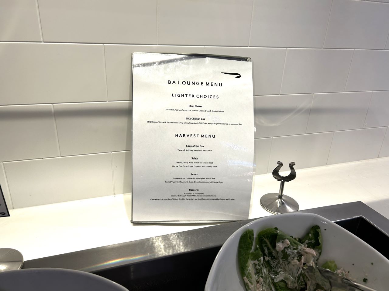 BA Lounge Menu