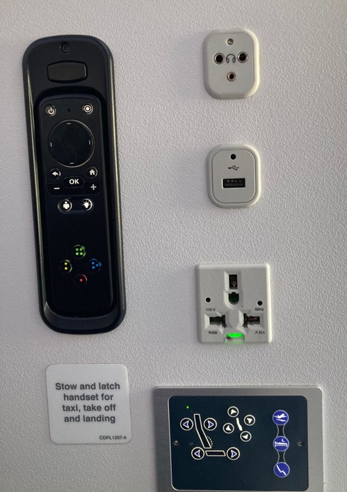 Finnair business class, seat controls