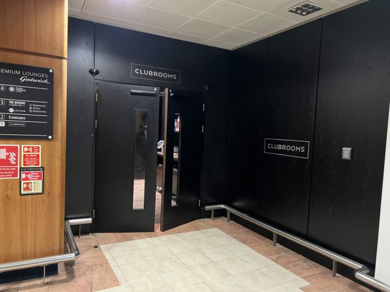 Gatwick's Premium Clubroom Lounge entrance 