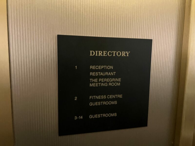 Directory of floor amenities at the Kimpton Saint George Toronto