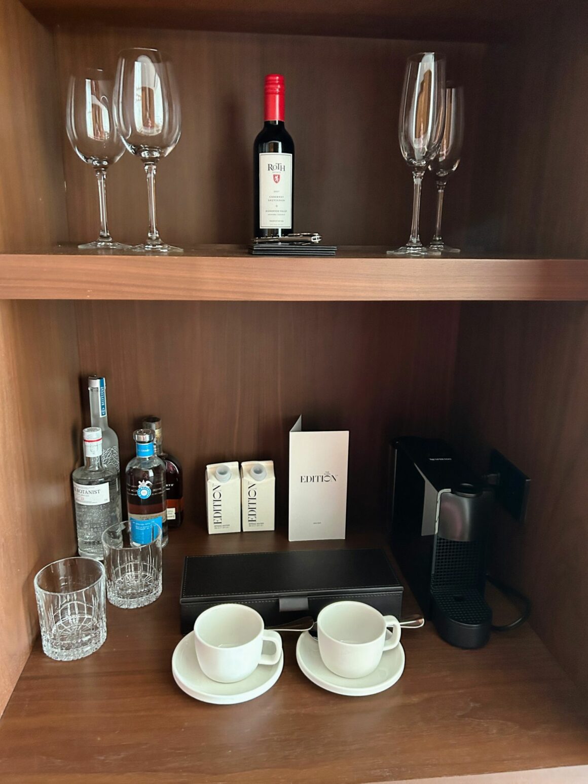 The Edition Tampa by Marriott hotel wine and wineglasses