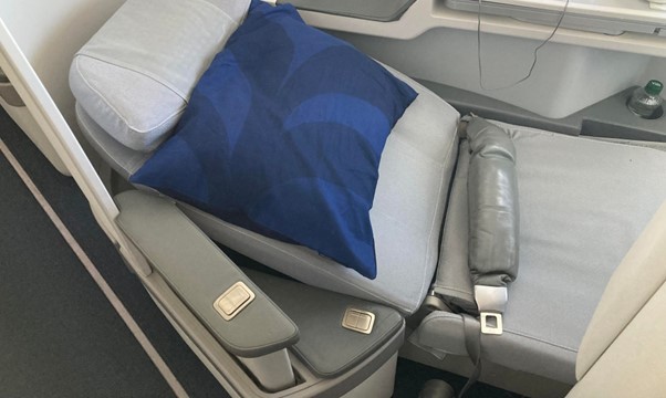 Finnair business class, plane seat