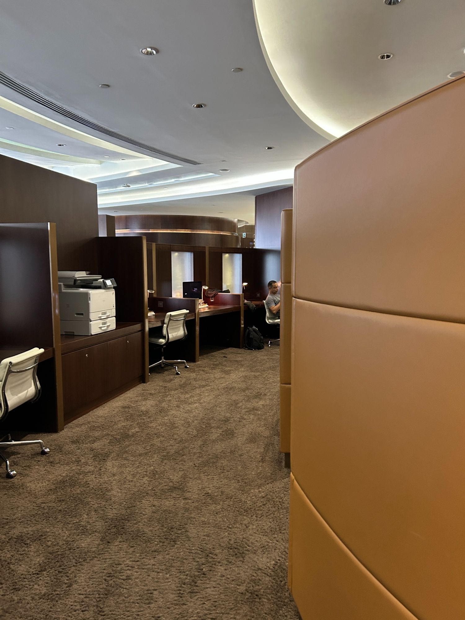 Business Area with desks at Etihad business class lounge 