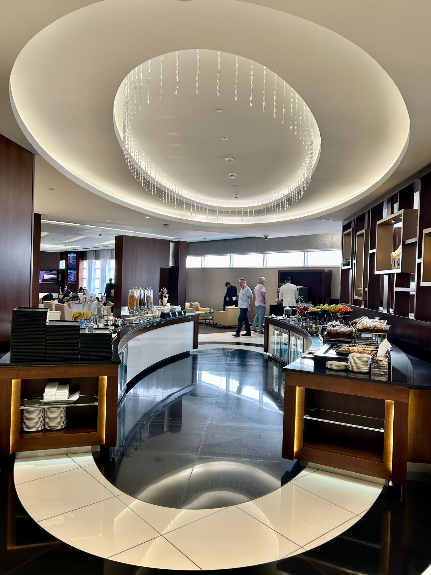 Smaller buffet at Etihad business class lounge in Abu Dhabi Terminal 3 
