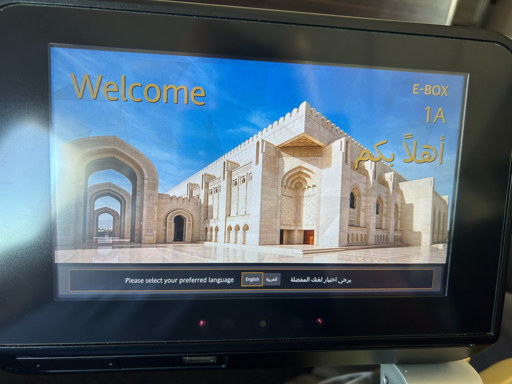 Etihad A320-200 business class IFE Screen 